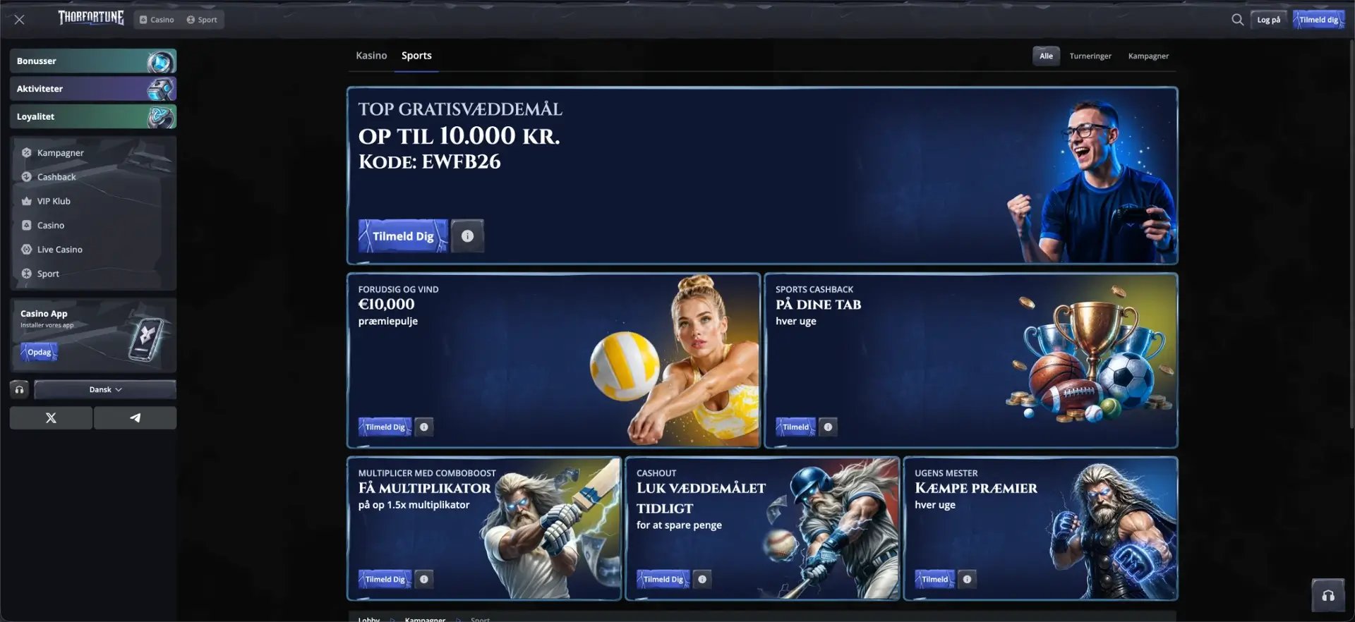 Sportsbonusser og kampagner hos Thor Fortune